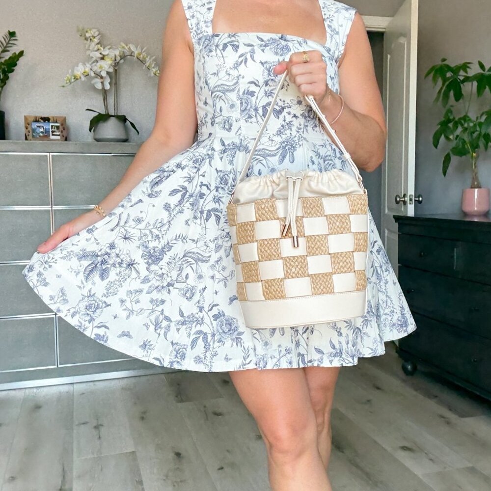 Natural Straw Patchwork Shoulder Bag | Summer Buc… - image 8